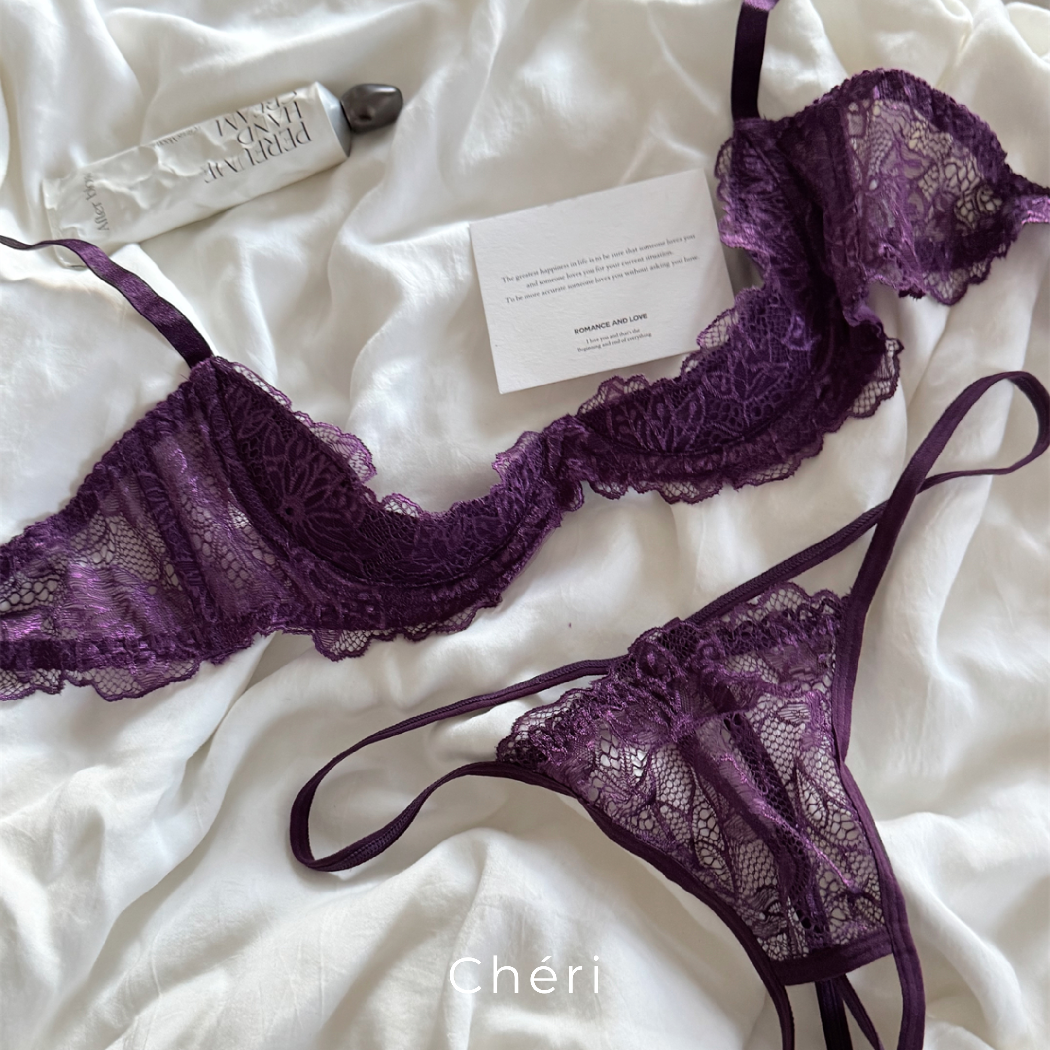 ♡くるり❤︎出品 ♡ ルミエールレースブラショーツセット[A-I CUP] – Chéri