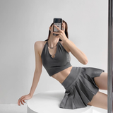 Side slit pleats skirt