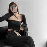 Open cropped long t-shirts