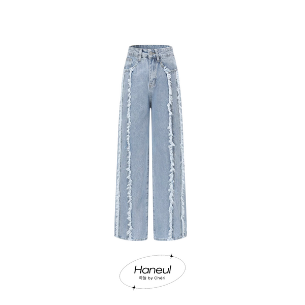 하늘｜Fringe long denim