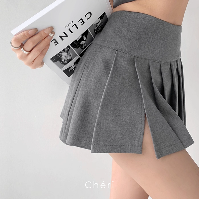 Side slit pleats skirt