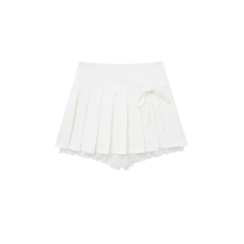 하늘｜Layered ribbon pants skirt