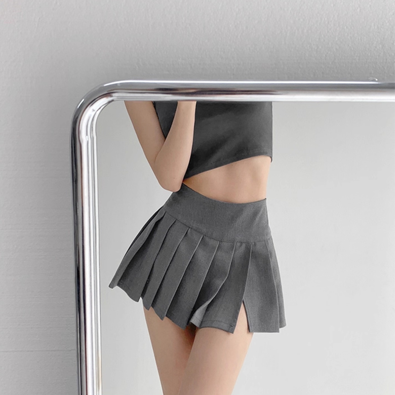 Side slit pleats skirt