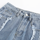 하늘｜Fringe long denim