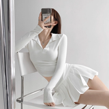 Side slit pleats skirt