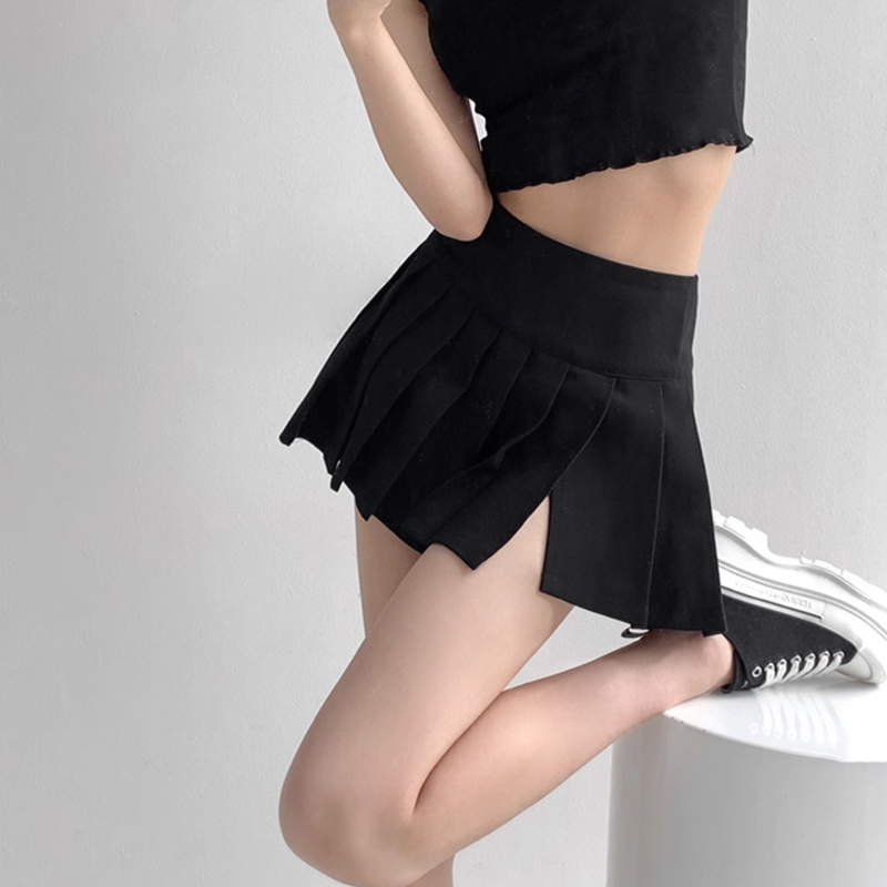 Side slit pleats skirt